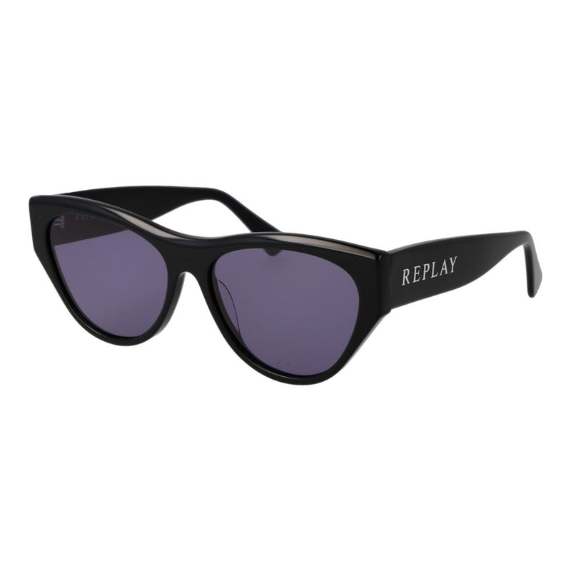Replay black plastic cat-eye sunglasses with dark lenses