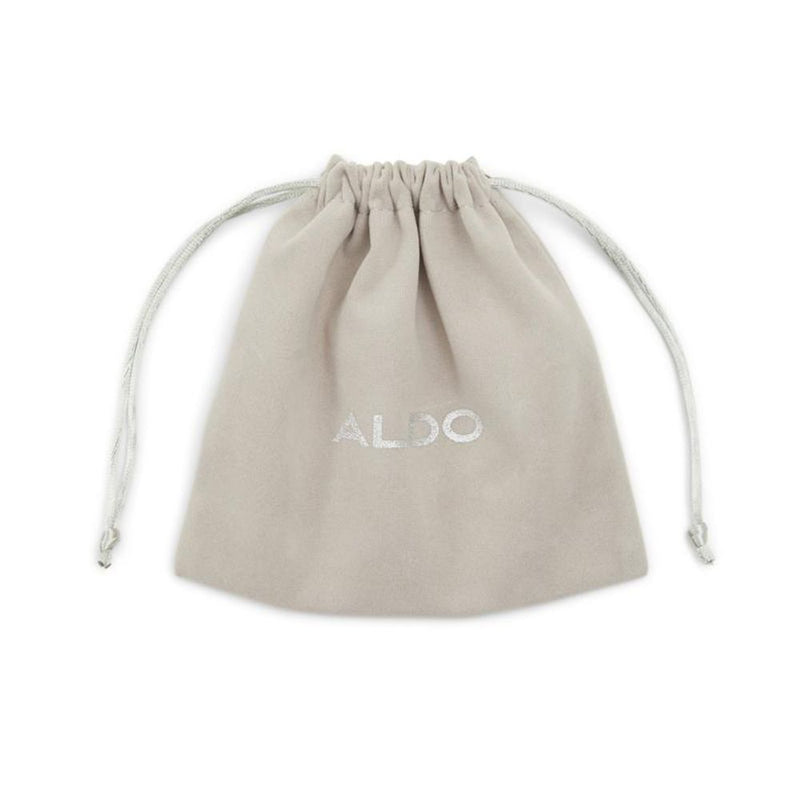Beige velvet drawstring pouch with silver ALDO logo