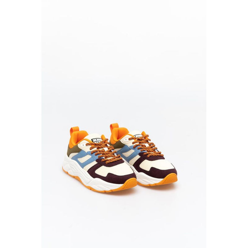 Scotch & Soda multicolored nylon and suede athletic sneakers with chunky white and orange soles