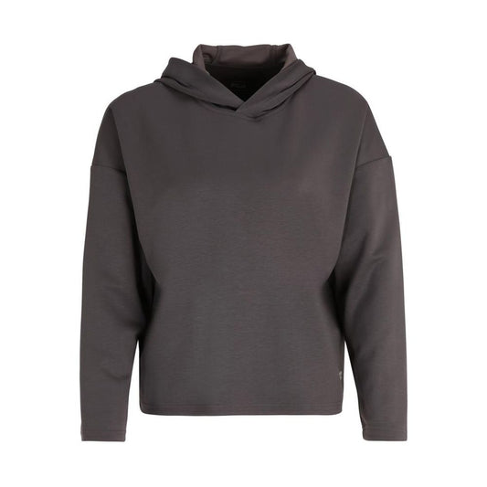 Dark gray viscose hooded sweatshirt with long sleeves and dropped shoulders