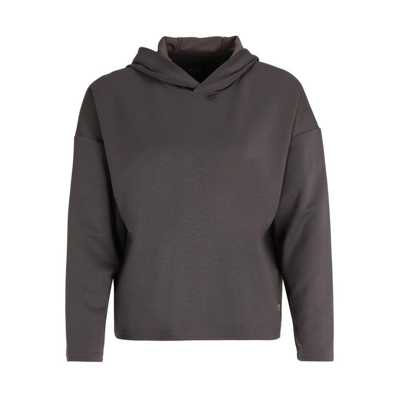 Dark gray viscose hooded sweatshirt with long sleeves and dropped shoulders