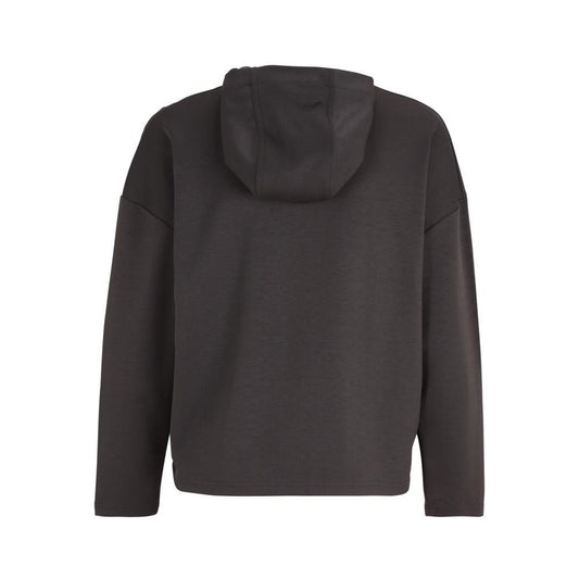 Dark gray viscose hooded sweatshirt seen from the back