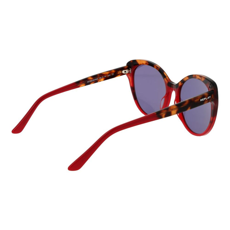 Replay tortoiseshell and red plastic sunglasses with purple lenses
