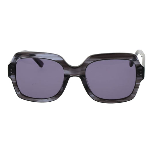 Gray marbled plastic sunglasses with dark tinted lenses and square frames
