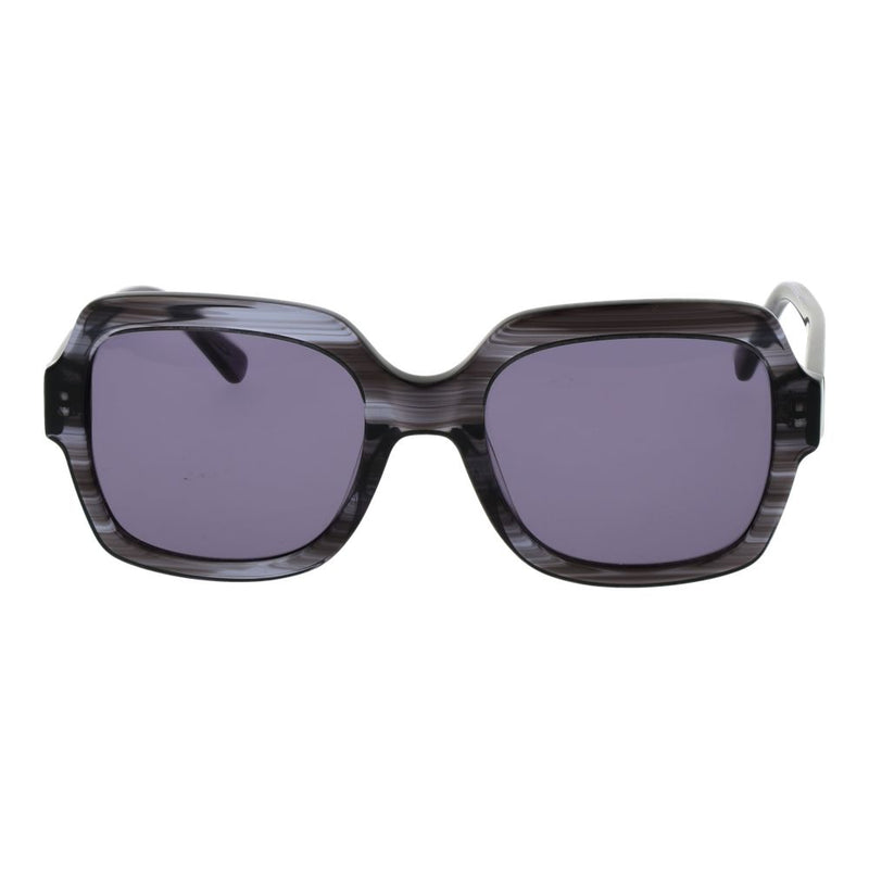 Gray marbled plastic sunglasses with dark tinted lenses and square frames