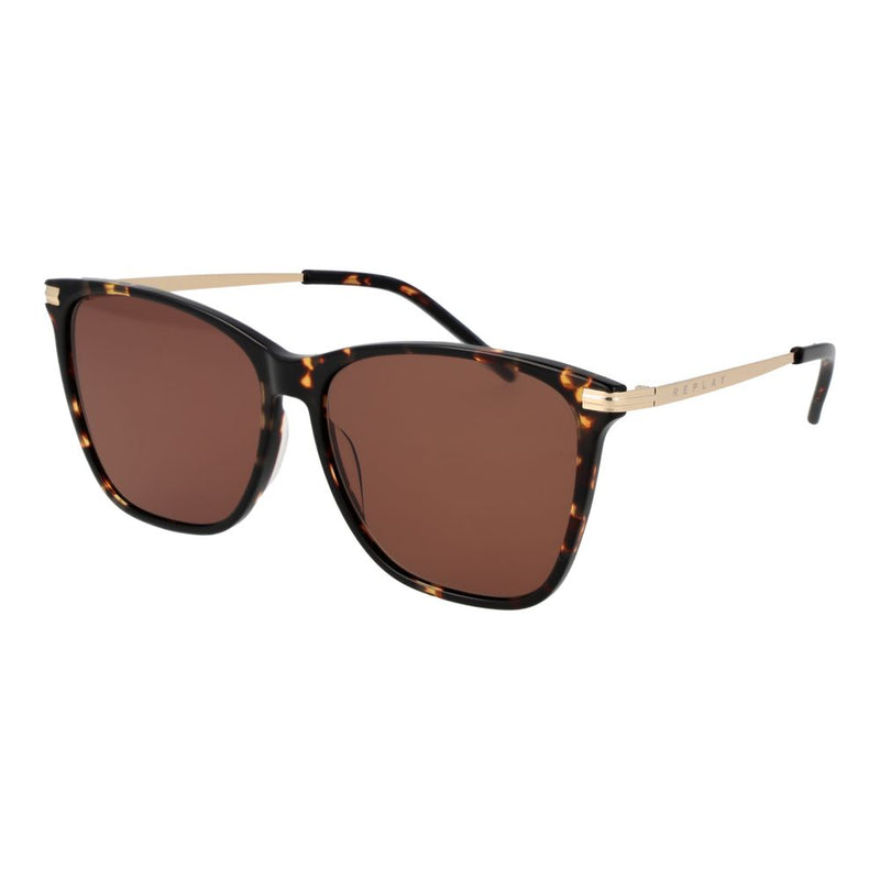Replay tortoiseshell plastic sunglasses with thin gold temples and brown lenses