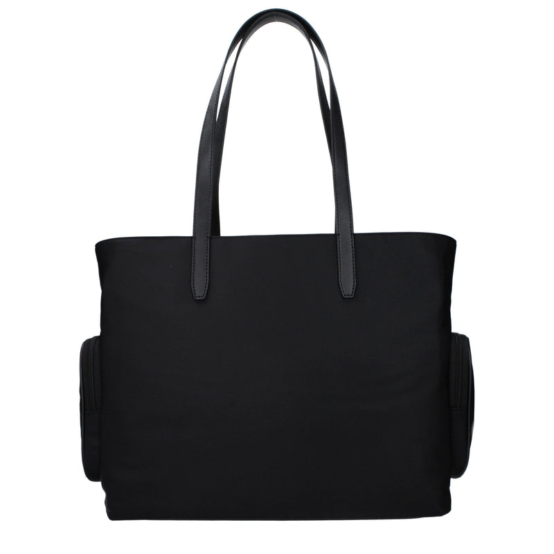 Black fabric shoulder bag with dual top handles