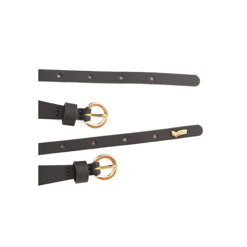 Gas gray polyethylene regular belt featuring a slim style with a gold round buckle and keeper loop