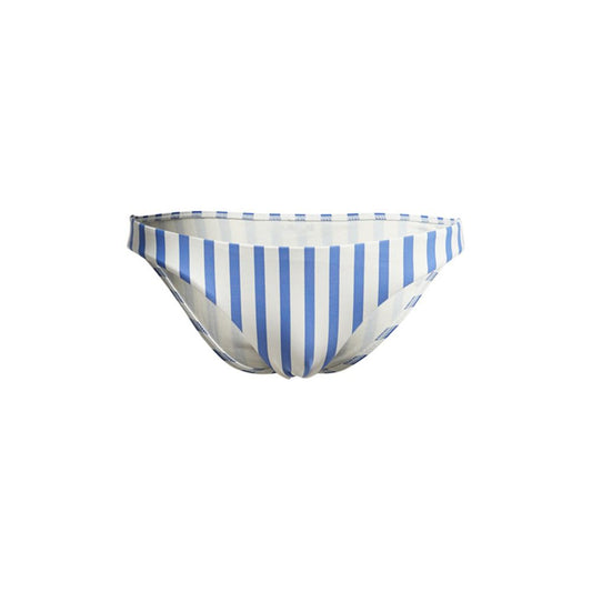 Blue and white striped polyamide swim shorts with a low-rise style