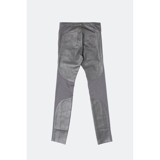 Gas gray leather and fabric skinny pants from the back