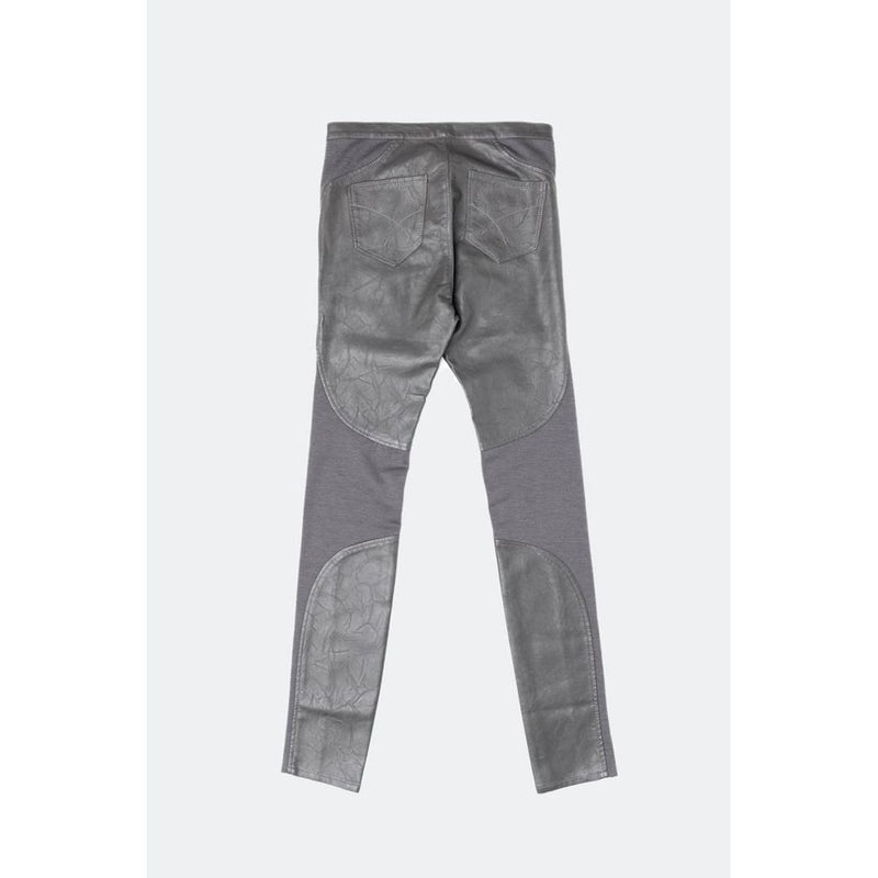 Gas gray leather and fabric skinny pants from the back