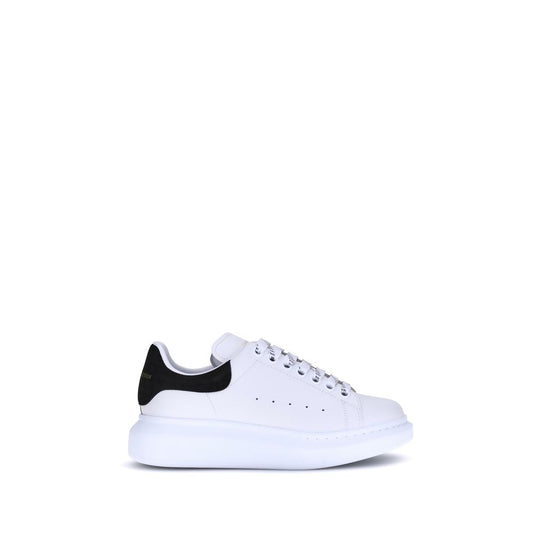 White calf leather platform sneaker with black heel tab