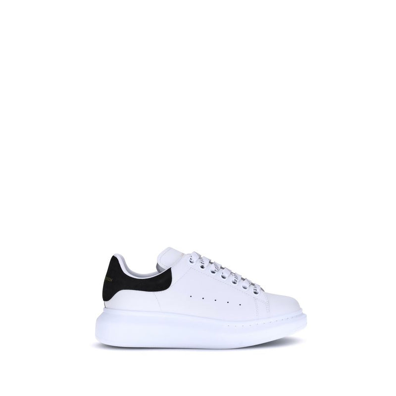 White calf leather platform sneaker with black heel tab