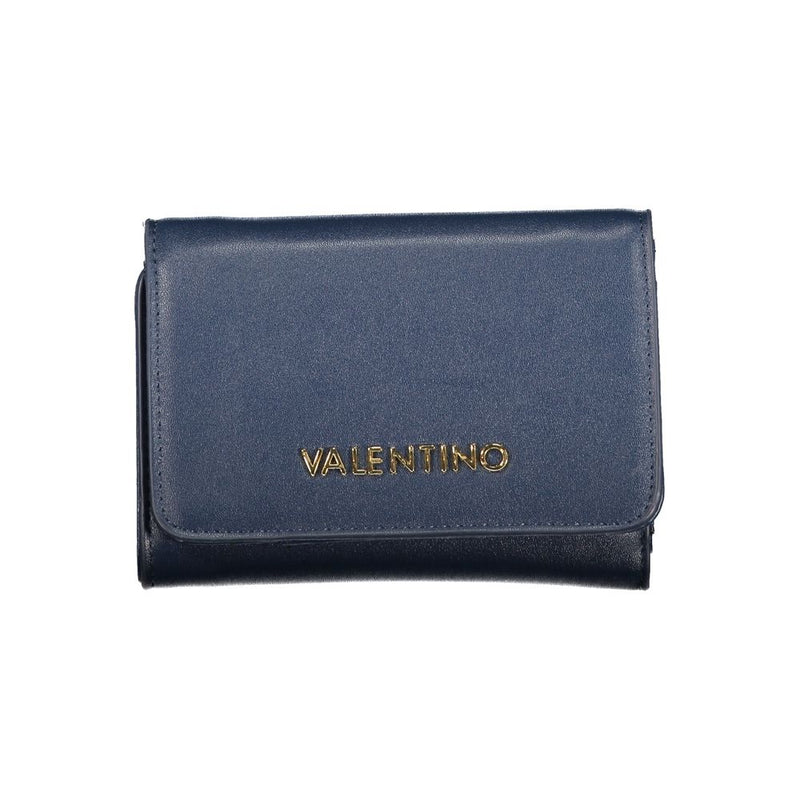 Mario Valentino blue polyurethane trifold wallet with gold logo