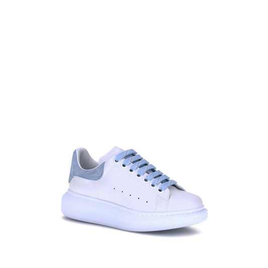 Alexander McQueen blue and white leather platform sneaker with blue laces