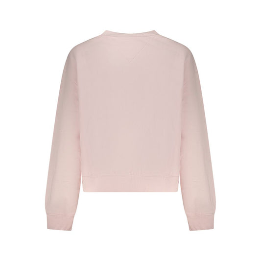 Back of a light pink cotton long-sleeve women's crewneck sweatshirt