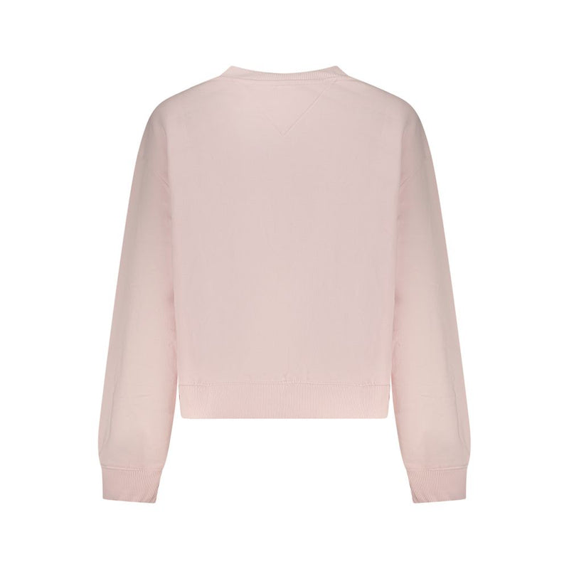 Back of a light pink cotton long-sleeve women's crewneck sweatshirt