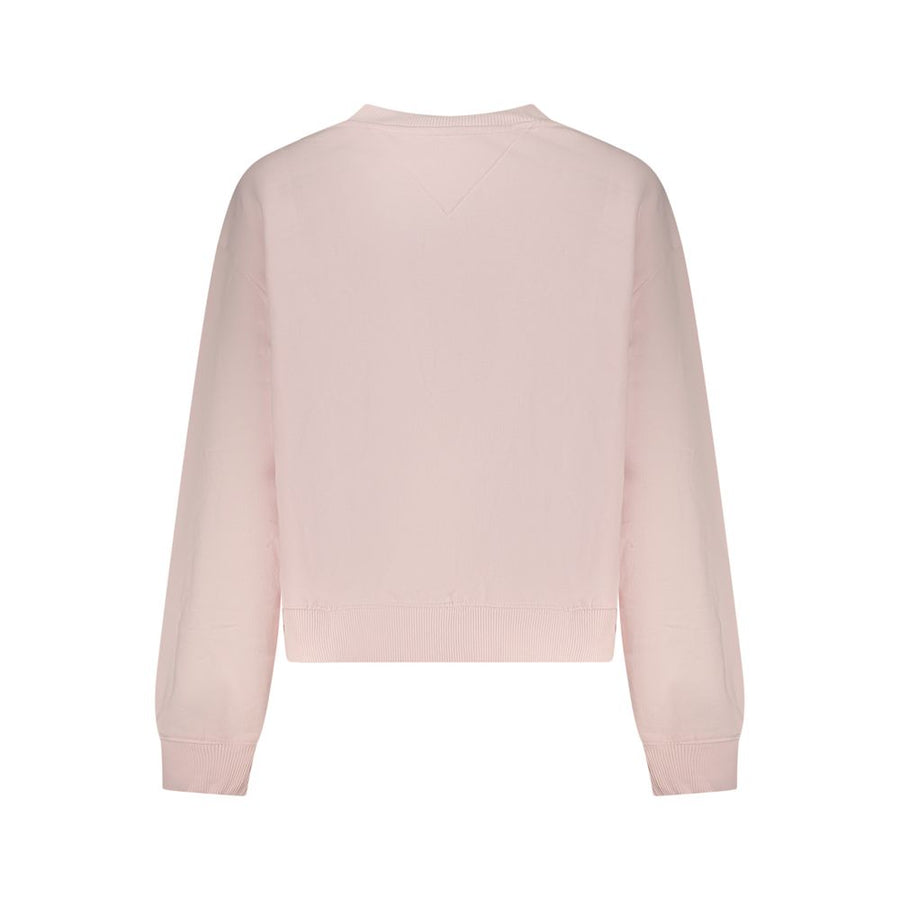 Tommy Hilfiger pink cotton crewneck sweatshirt with long sleeves and ribbed cuffs