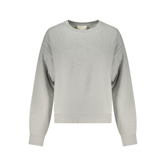 Grey cotton long sleeve crew neck sweatshirt for women