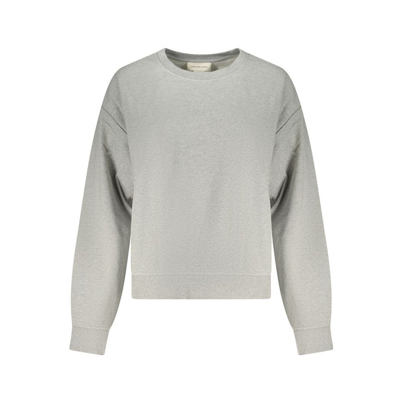 Grey cotton long sleeve crew neck sweatshirt for women