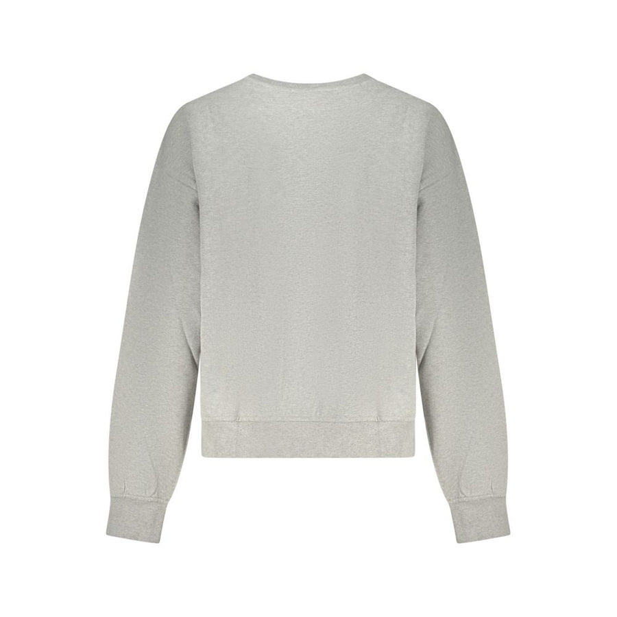 Grey cotton long sleeve crew neck sweatshirt for women