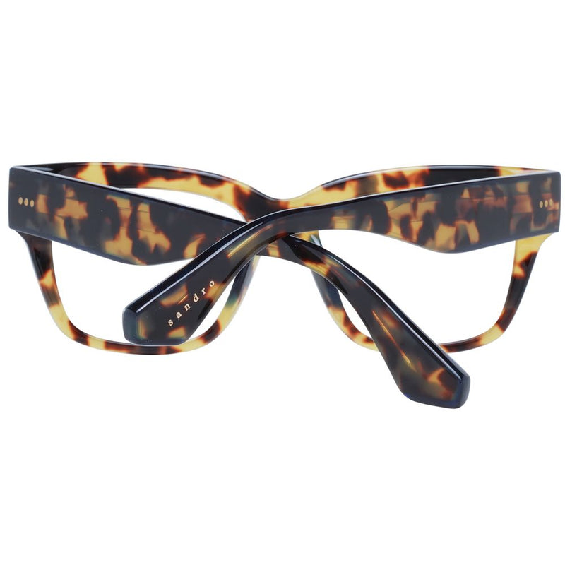 Sandro brown tortoiseshell plastic eyeglass frames folded with temples crossed