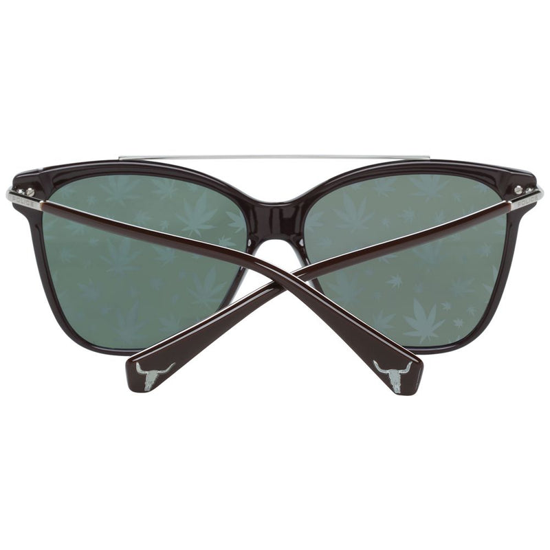 Police brown plastic and metal sunglasses with green lenses and crossed temples
