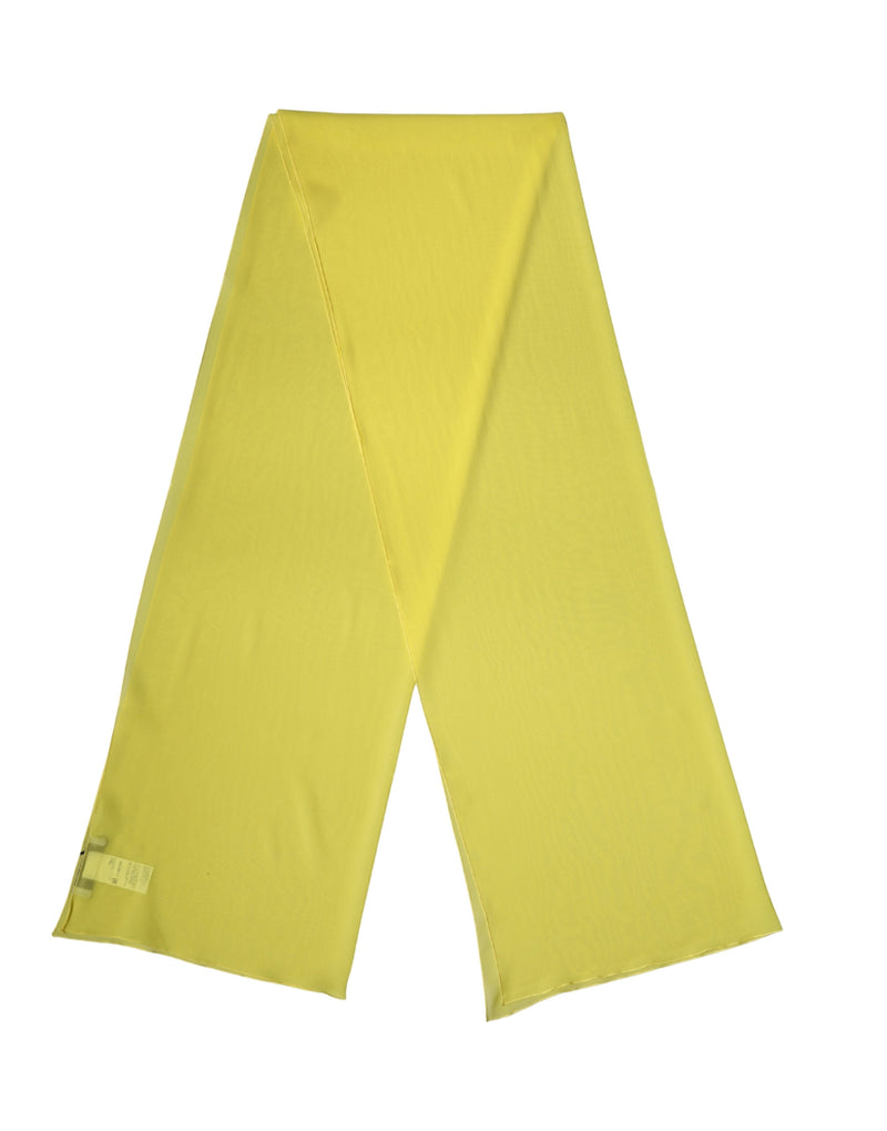 Bright yellow silk neck wrap shawl stole scarf laid flat