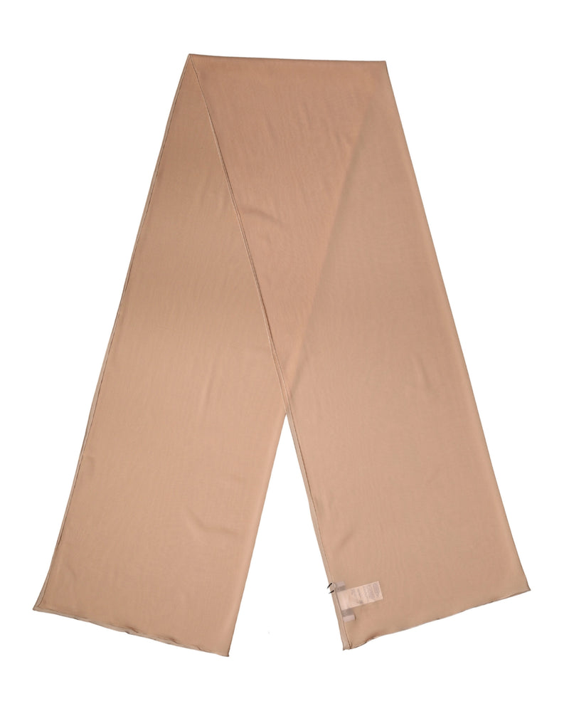 Plain beige silk neck wrap shawl or stole laid flat