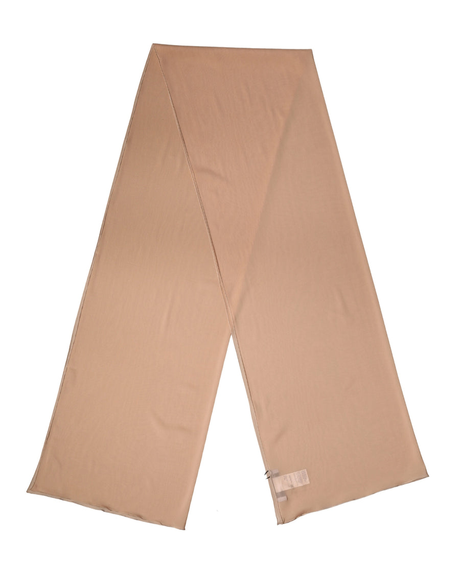 Plain beige silk neck wrap shawl or stole laid flat