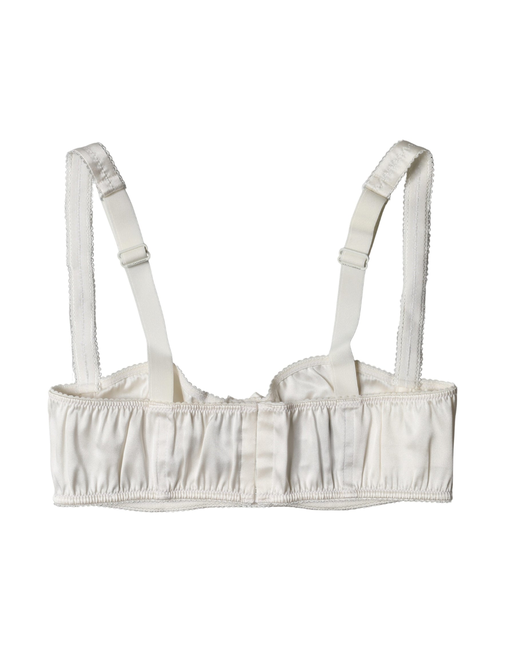 Dolce & Gabbana White Silk Satin Underwire Bra Semi Pad Underwear