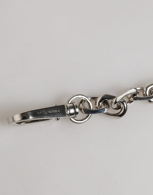 Dolce & Gabbana Silver Tone Chain Lobster Clasp Logo Gray Pearls Bracelet