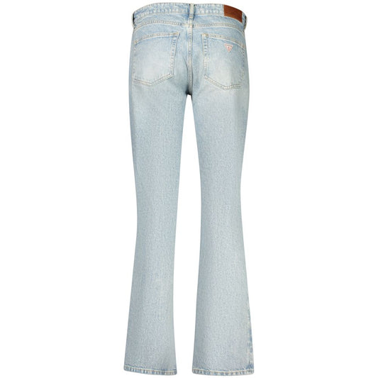 Back view of light blue cotton denim flare jeans for women