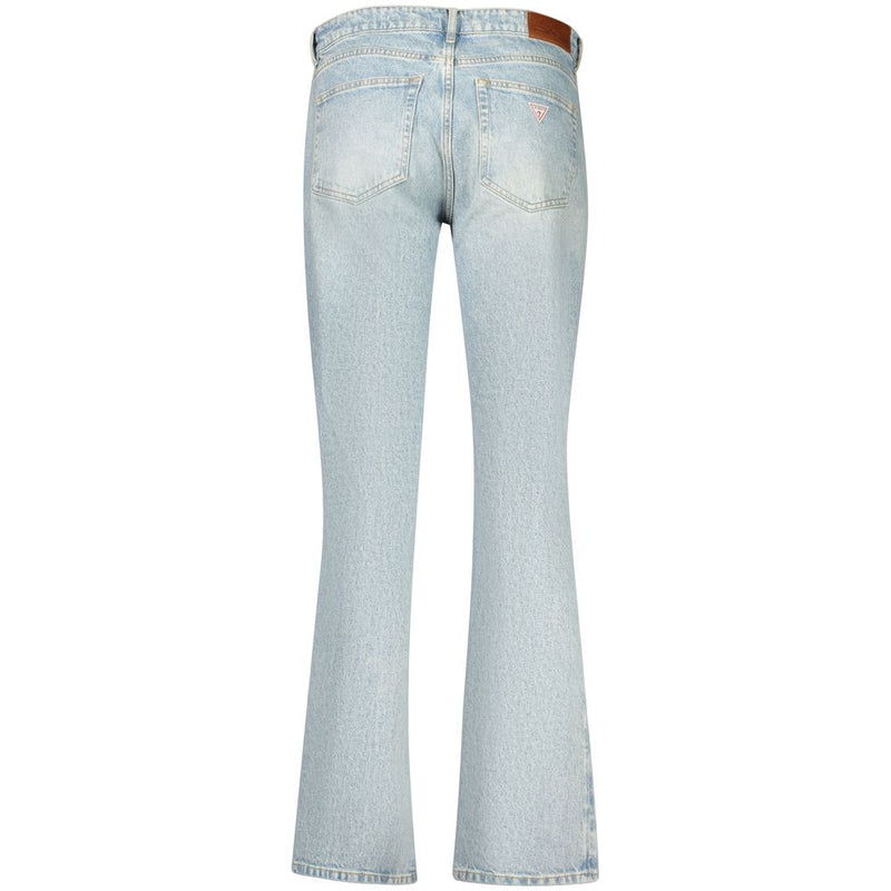 Back view of light blue cotton denim flare jeans for women