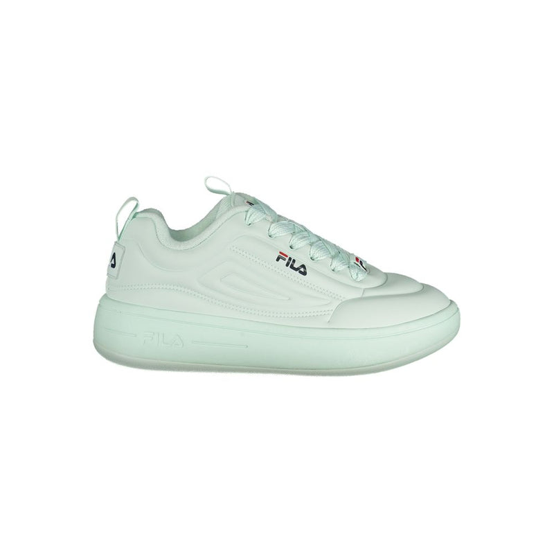 Light blue Fila women's polyester sneaker with a chunky, athletic platform design.