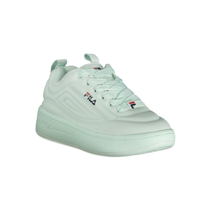 Mint green Fila Azzurro polyester women's chunky platform sneaker with matching laces and logo branding.