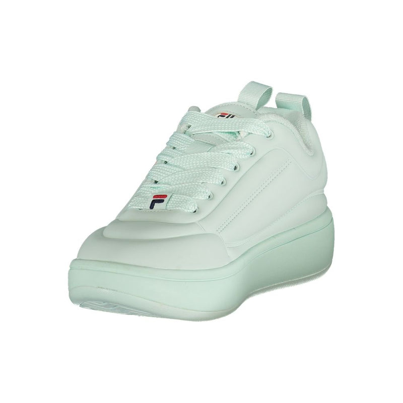 Light mint green Fila Azzurro women's polyester platform sneakers in a low-top lace-up style.