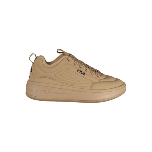 Brown Fila polyurethane women's sneaker with a chunky platform sole and lace-up closure.