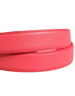 Dolce & Gabbana Pink Calf Leather Silver Metal Buckle Belt