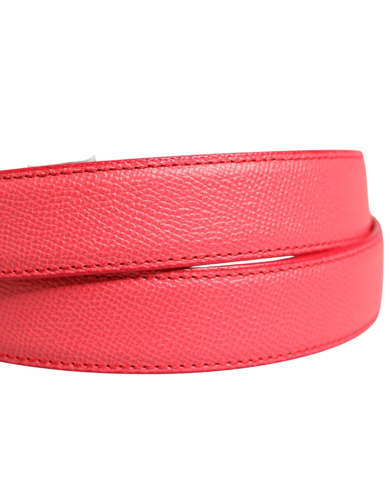 Coiled pink textured calf leather belt with stitched edges