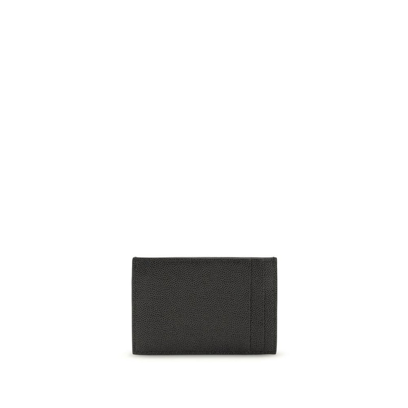 Black textured leather Saint Laurent card holder wallet