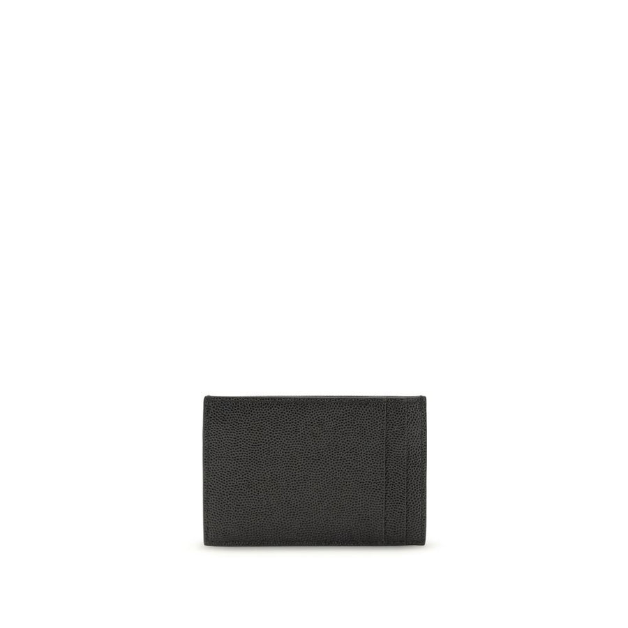 Black textured leather wallet featuring a gold-toned interlocking YSL logo on the front flap
