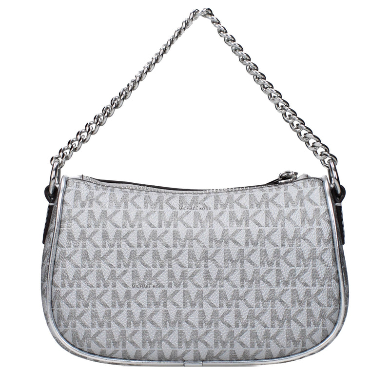 Gray fabric Michael Kors shoulder bag with monogram print and a silver chain strap