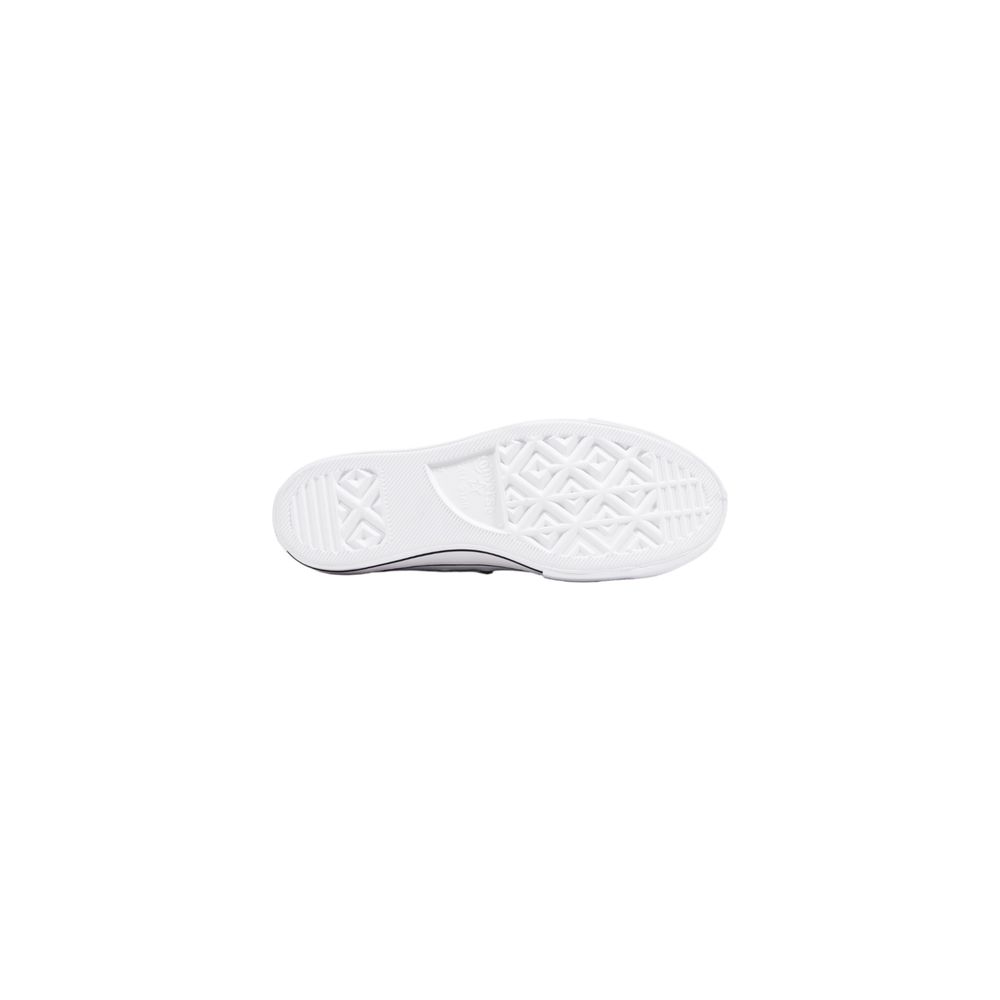 White rubber sole of a Converse platform sneaker featuring the classic diamond-tread pattern.