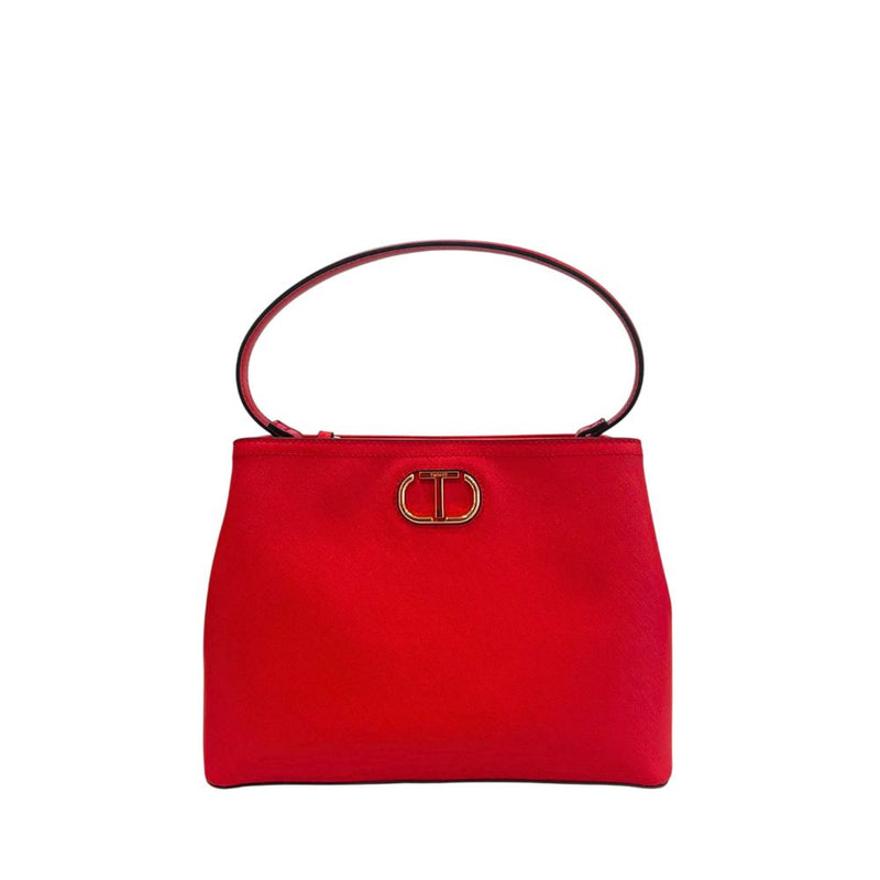 Twinset red PU leather shoulder bag with gold logo hardware