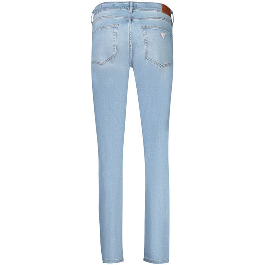Light blue lyocell women's skinny jeans seen from the back