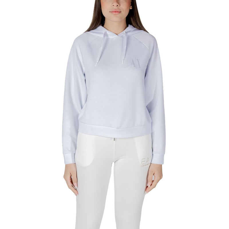 White viscose pullover hoodie with drawstring hood and small chest logo