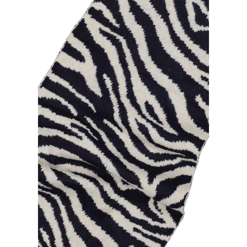 Blue and white zebra print recycled polyester knitted scarf
