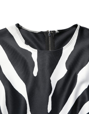 Dolce & Gabbana Black White Polyester Zebra Pattern Jumpsuit