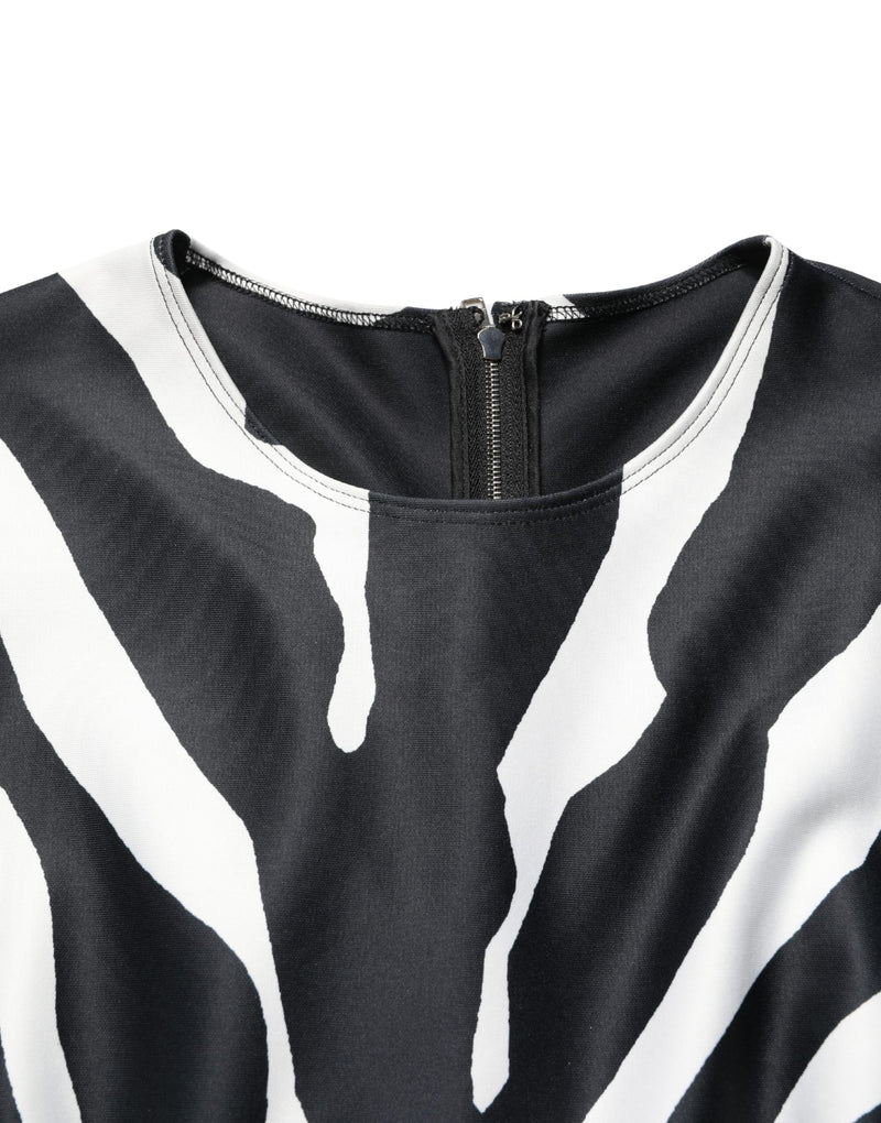 Dolce & Gabbana Black White Polyester Zebra Pattern Jumpsuit